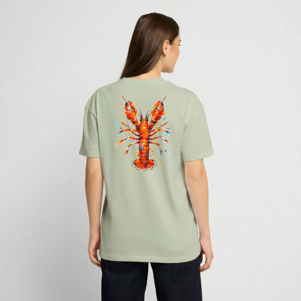 Oversized Shirt - Viva la Riviera "Lobster Riviera" - Leichtes Salbeigrün 