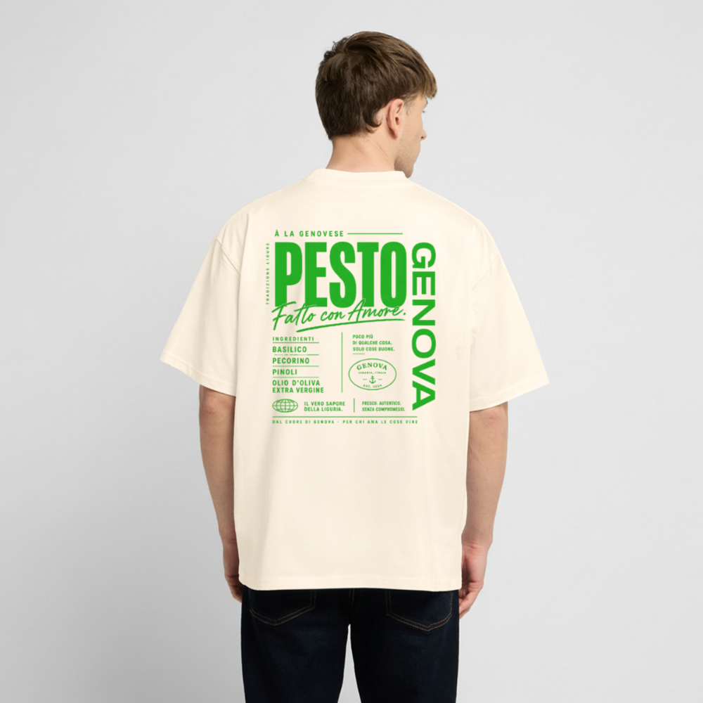 Unisex Oversized Shirt - Viva la Riviera "Pesto Genovese" - Creme