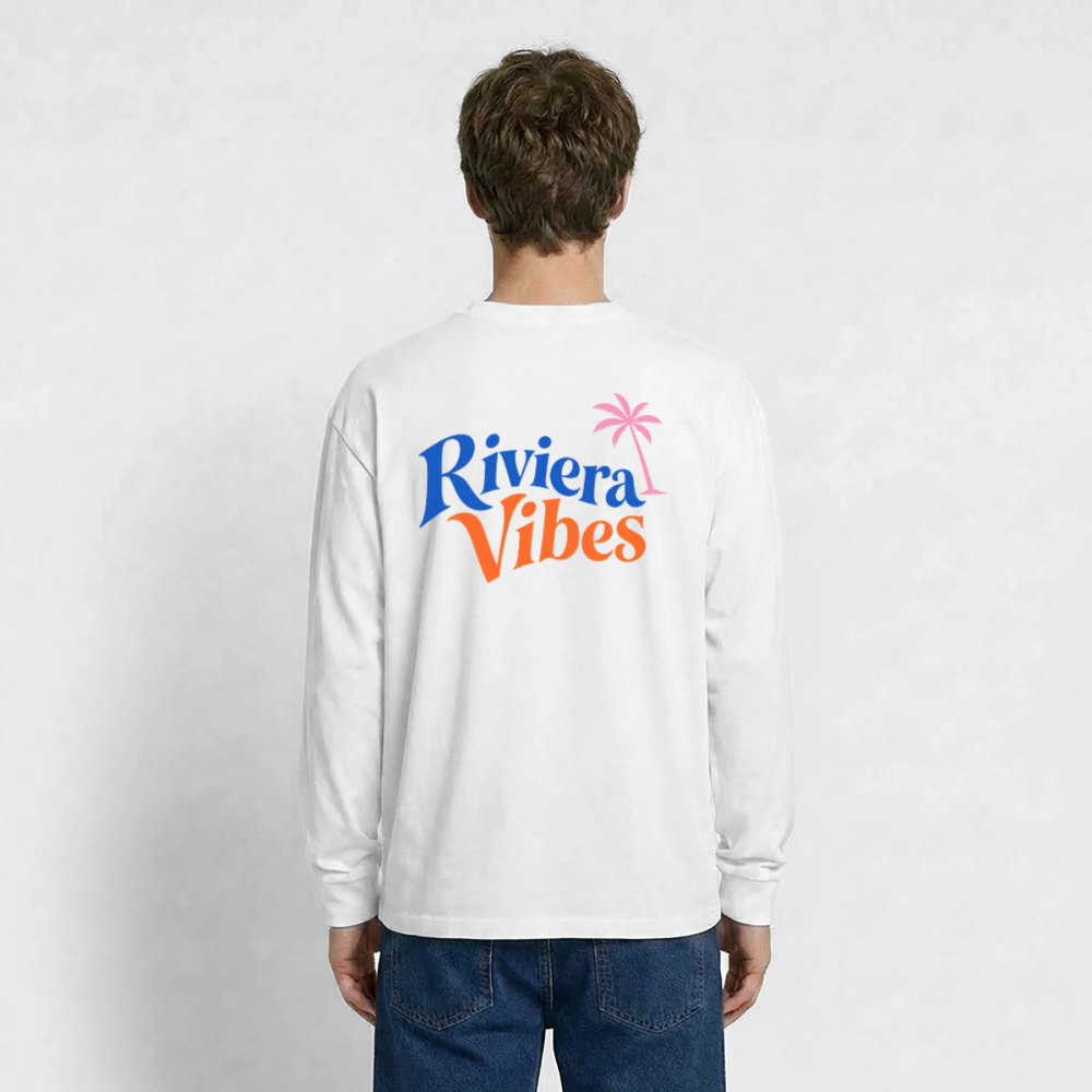 Oversized Longsleeve „Riviera Vibes“ - Weiß